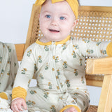 Convertible Zip Pajamas - Marigold Block Print