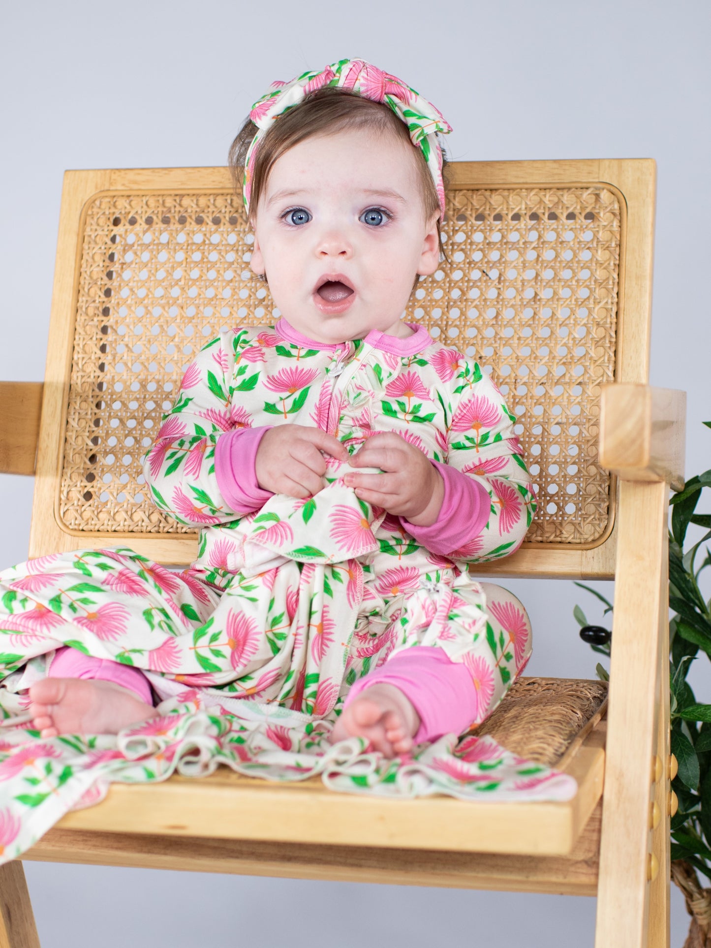 Headband Set - Pink Block Flower