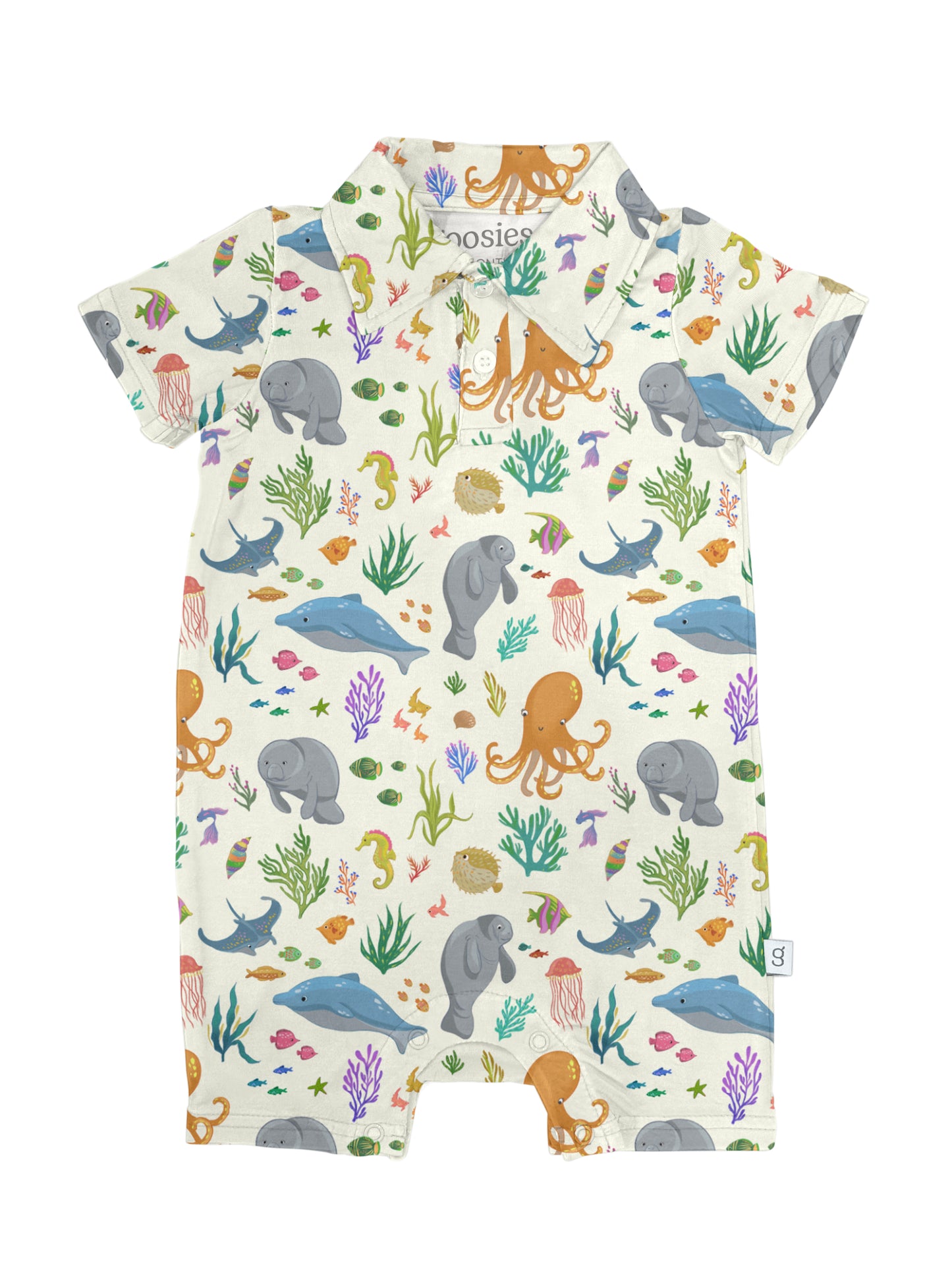 SS Polo Romper - Ocean Friends