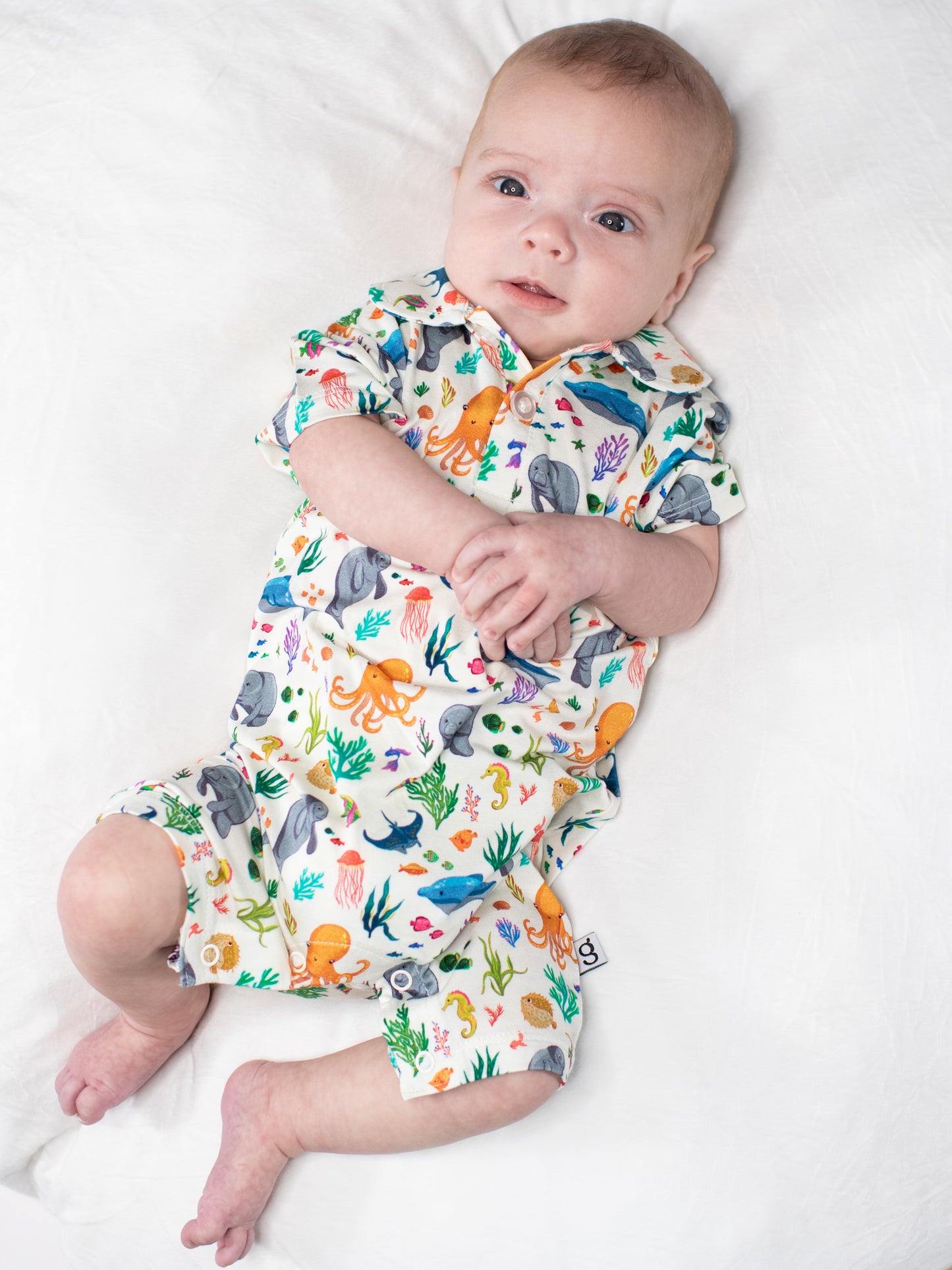 SS Polo Romper - Ocean Friends