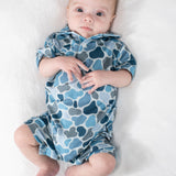 SS Polo Romper - Watercolor Camo