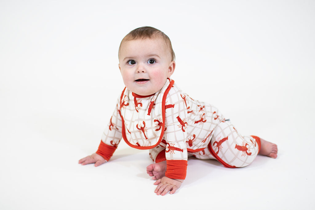 Bib Set of 2 (Crawfish/Tan Wavy Plaid)
