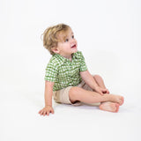 Short Sleeve Polo Shirt - Green Wavy Plaid (FINAL SALE)