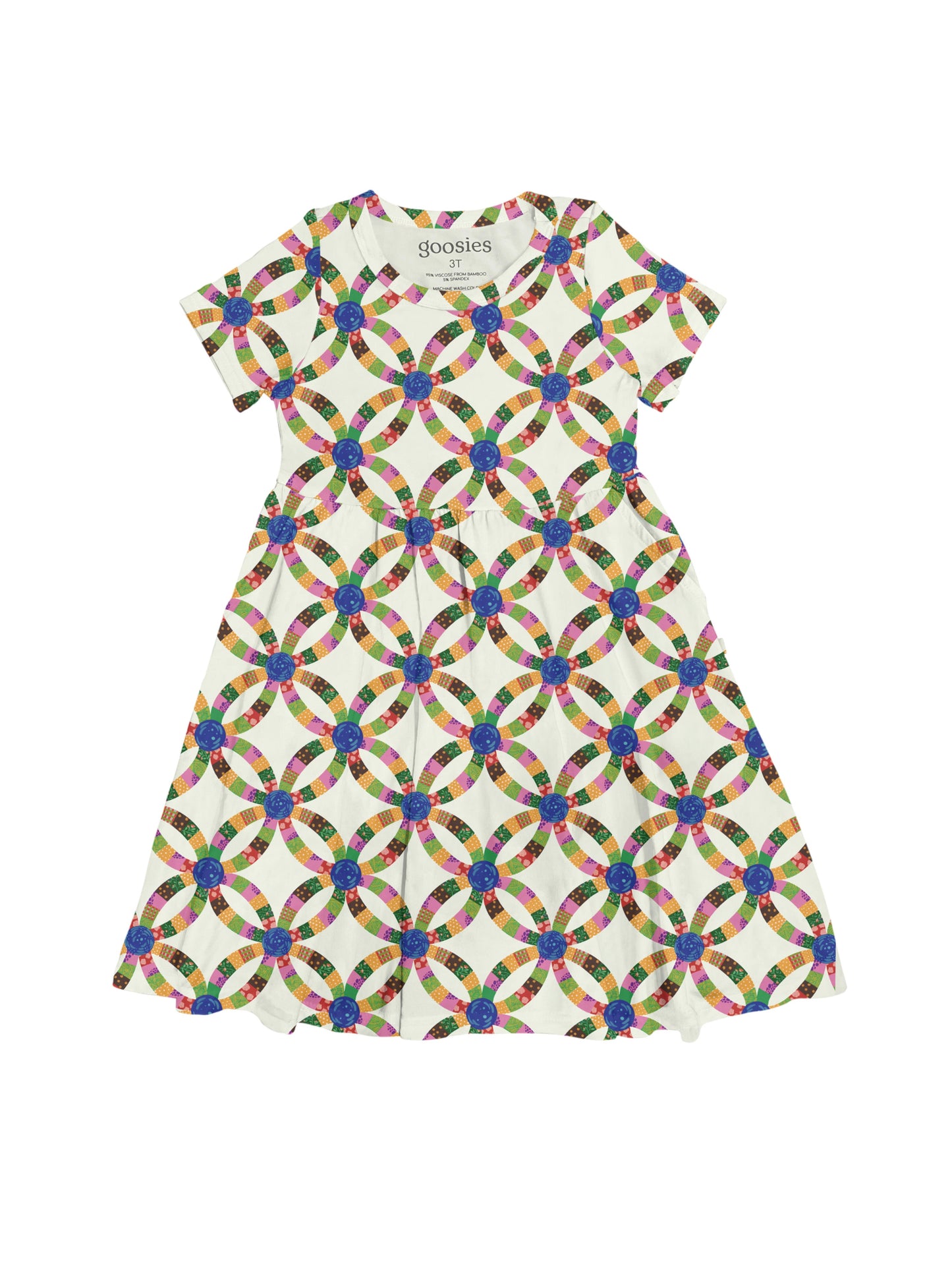 Short Sleeve Pocket Dress - Quilt Pink (FINAL SALE)