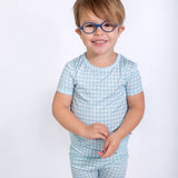 SS & Shorts PJ - Gingham in Cottage Blue