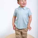 SS Polo Shirt - Gingham in Cottage Blue