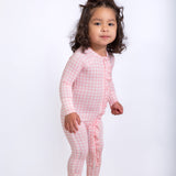LS Zip PJ - Gingham in Cottage Pink