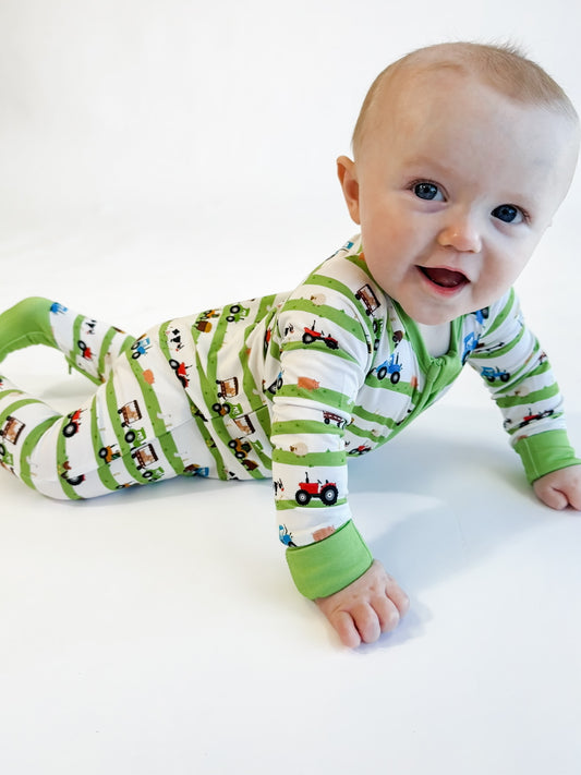 LS Zip PJ- Farm Stripe