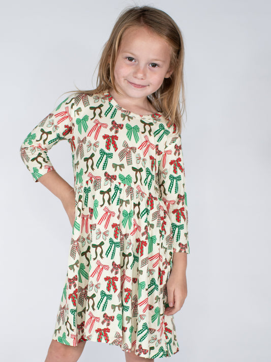 3/4 Dress - Holiday Bows