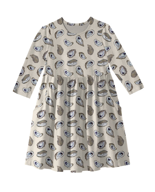 3/4 Sleeve Pocket Dress - Oysters