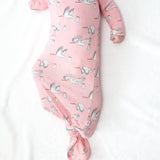 Knotted Infant Gown - Stork (Pink)