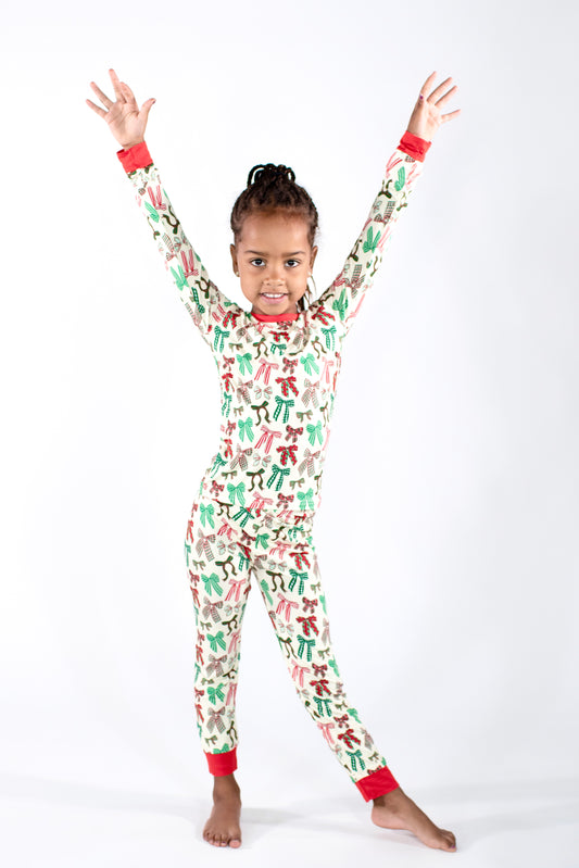 Holiday Bows - Long Sleeve/Pants PJs