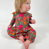 Long Sleeve Flutter Romper- Dahlias (FINAL SALE)