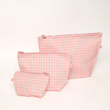 Easy Clean Pouch Set of 3 - Pink Gingham