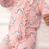 Convertible Zip Pajamas - Stork (Pink)