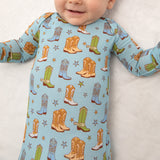 Knotted Infant Gown - Boots & Stars (0-3 mo)