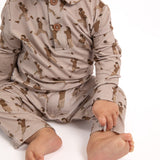 Long Sleeve Polo Romper- Football