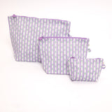 Easy Clean Pouch Set of 3 - Lilac Ribbons