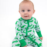 Convertible Zip Pajamas - Blue Alligators