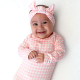 Headband Bow Set - Gingham in Cottage Pink