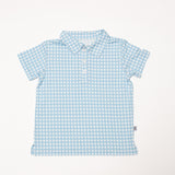SS Polo Shirt - Gingham in Cottage Blue