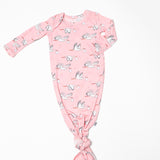 Knotted Infant Gown - Stork (Pink)