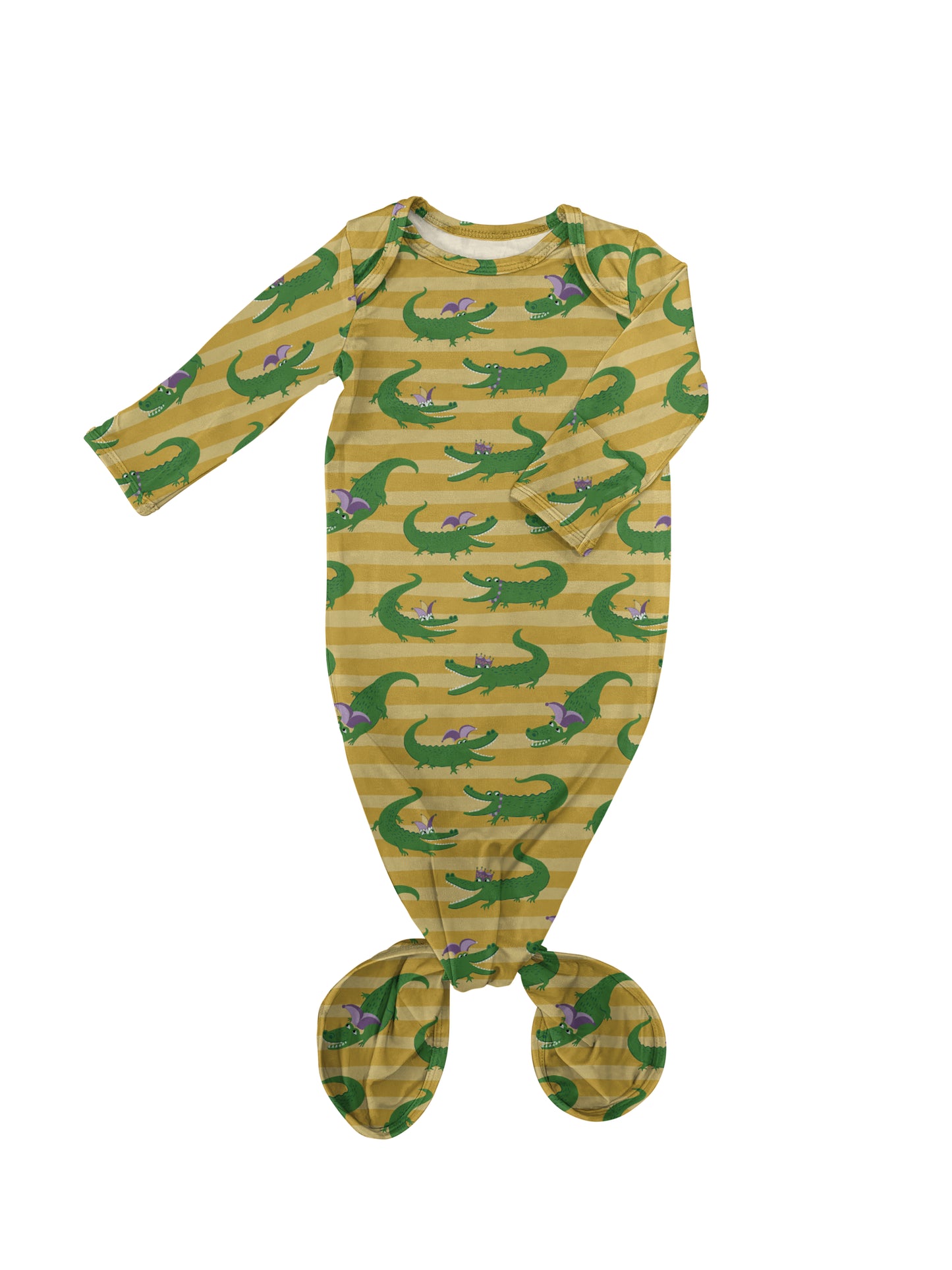 Knotted Infant Gown - Mardi Gras Gators