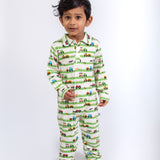 LS Polo Romper - Farm Stripes