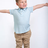 SS Polo Shirt - Gingham in Cottage Blue