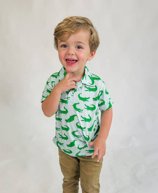 SS Polo Shirt - Blue Alligators