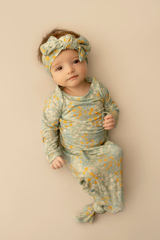 Knotted Gown - Blue Meadow