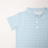 SS Polo Shirt - Gingham in Cottage Blue