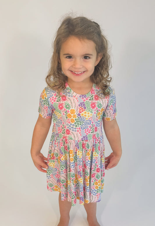 SS Pocket Dress - Flower Fields