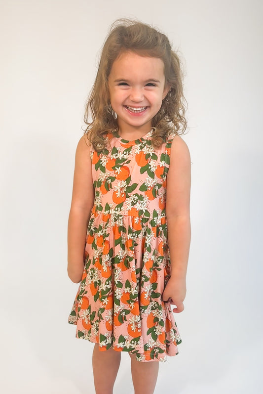 Sleeveless Dress - Orange Blossoms