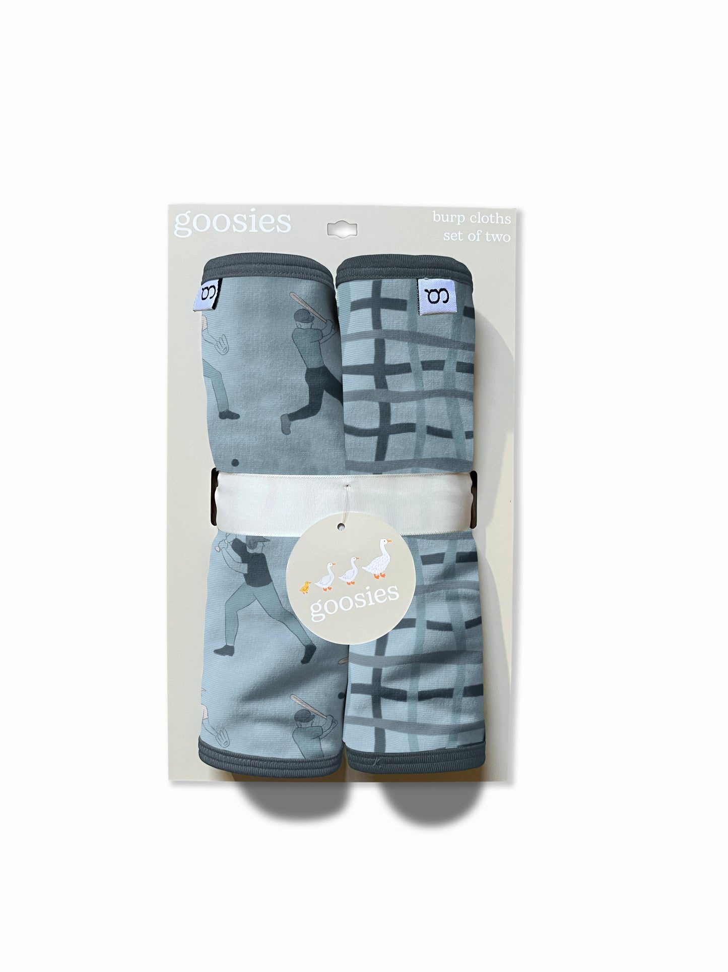 Burp Cloths Set of 2 (Baseball/Blue Wavy Plaid)