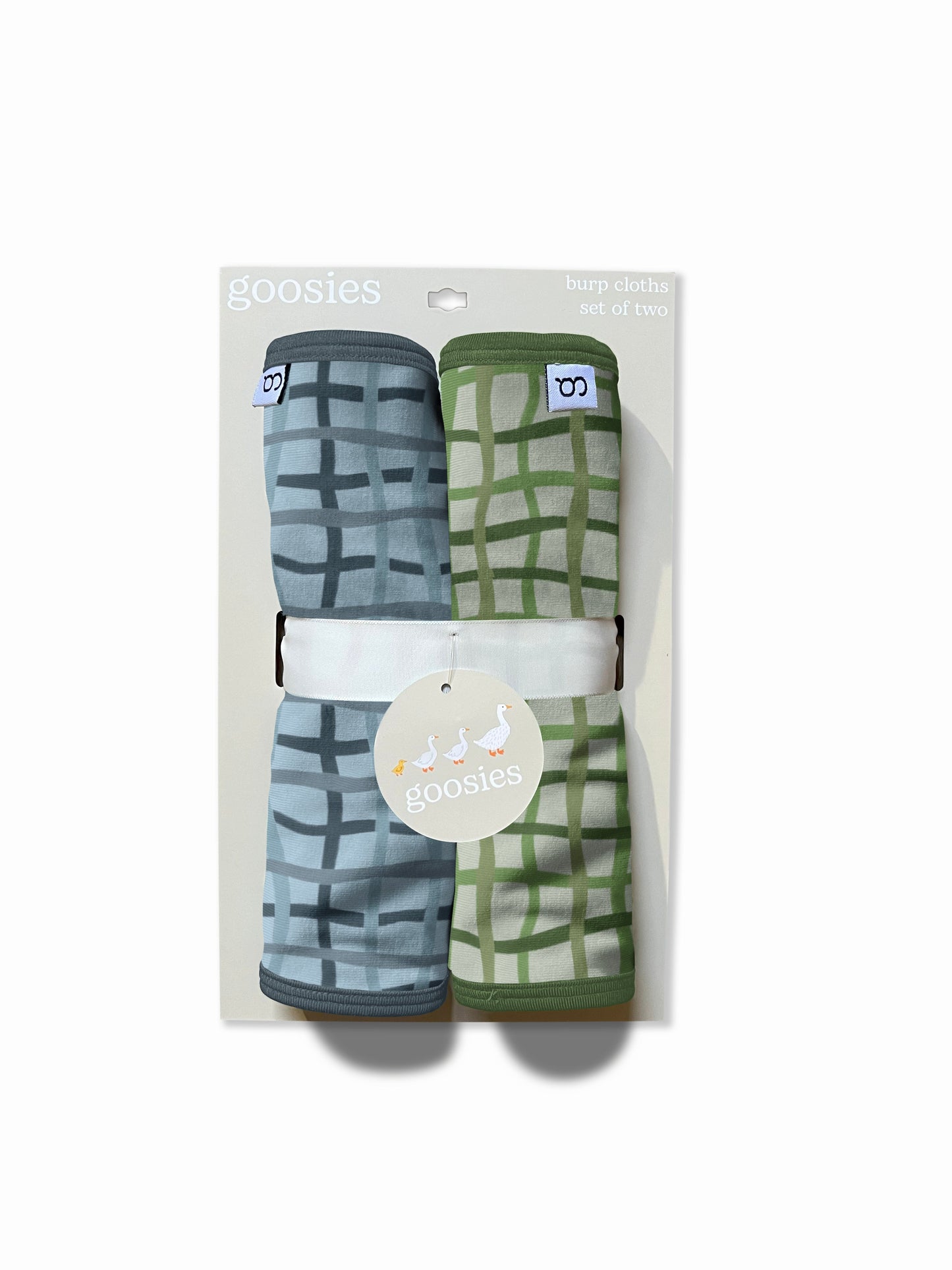 Burp Cloths Set of 2 (Blue/Green Wavy Plaid) FINAL SALE