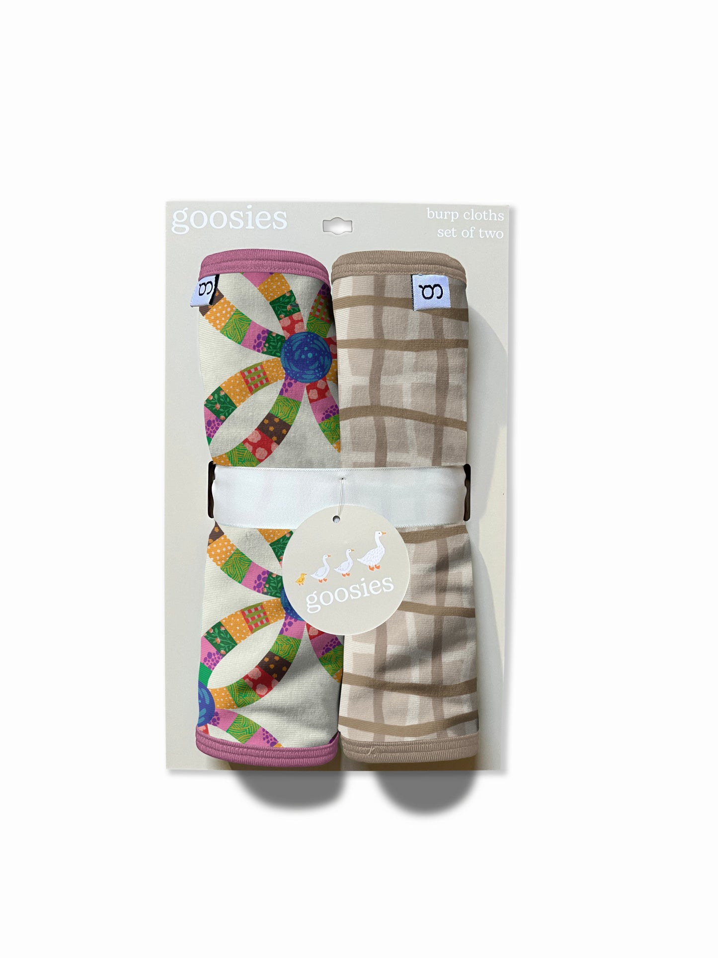 Burp Cloths Set of 2 (Quilt Pink/Tan Wavy) FINAL SALE