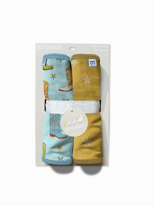 Burp Cloths Set of 2 (Boots & Stars)