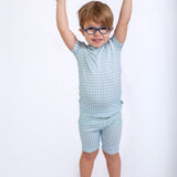 SS & Shorts PJ - Gingham in Cottage Blue