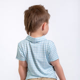 SS Polo Shirt - Gingham in Cottage Blue