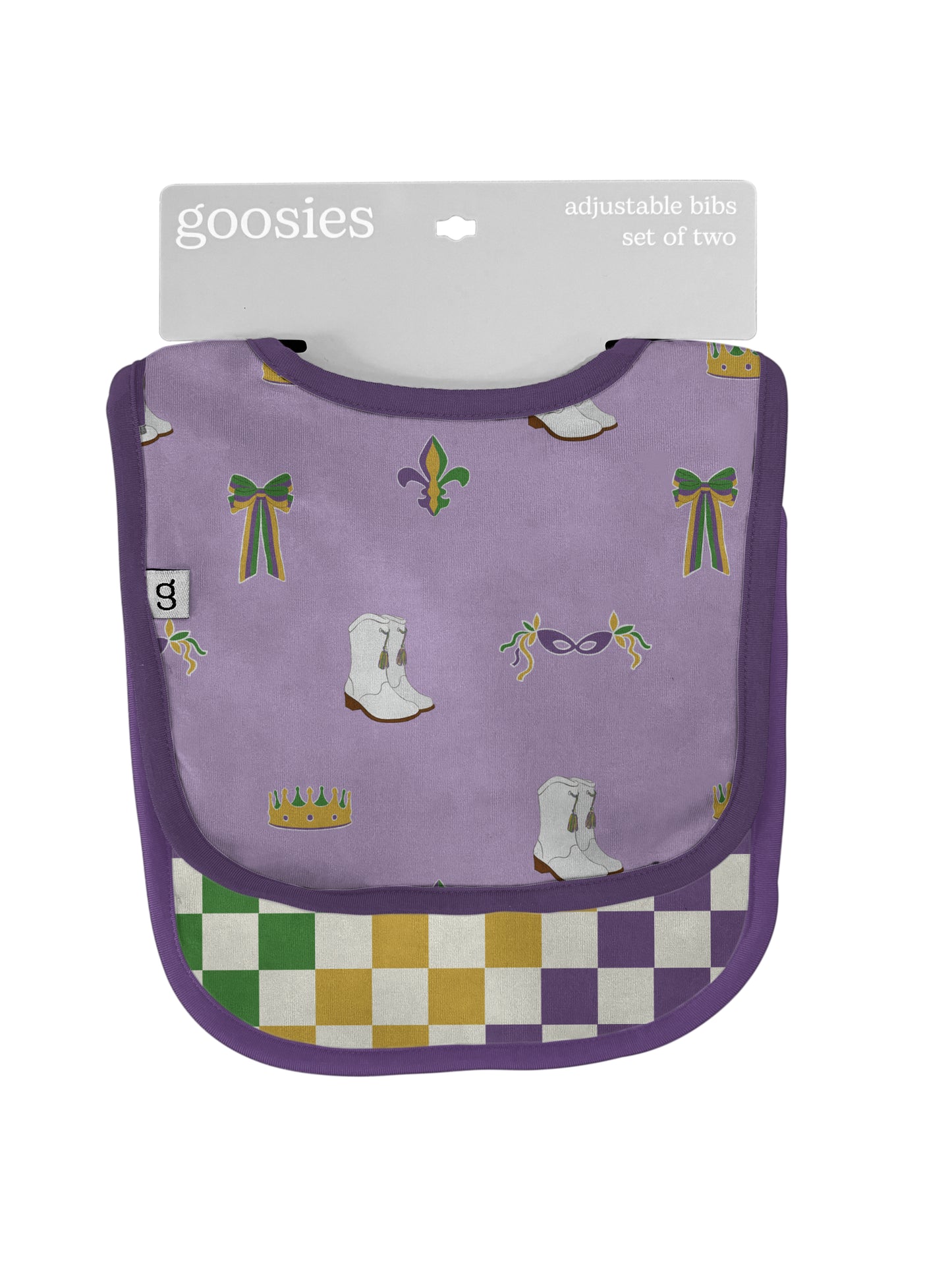 Bib Set of 2 (Mardi Gras Boots)