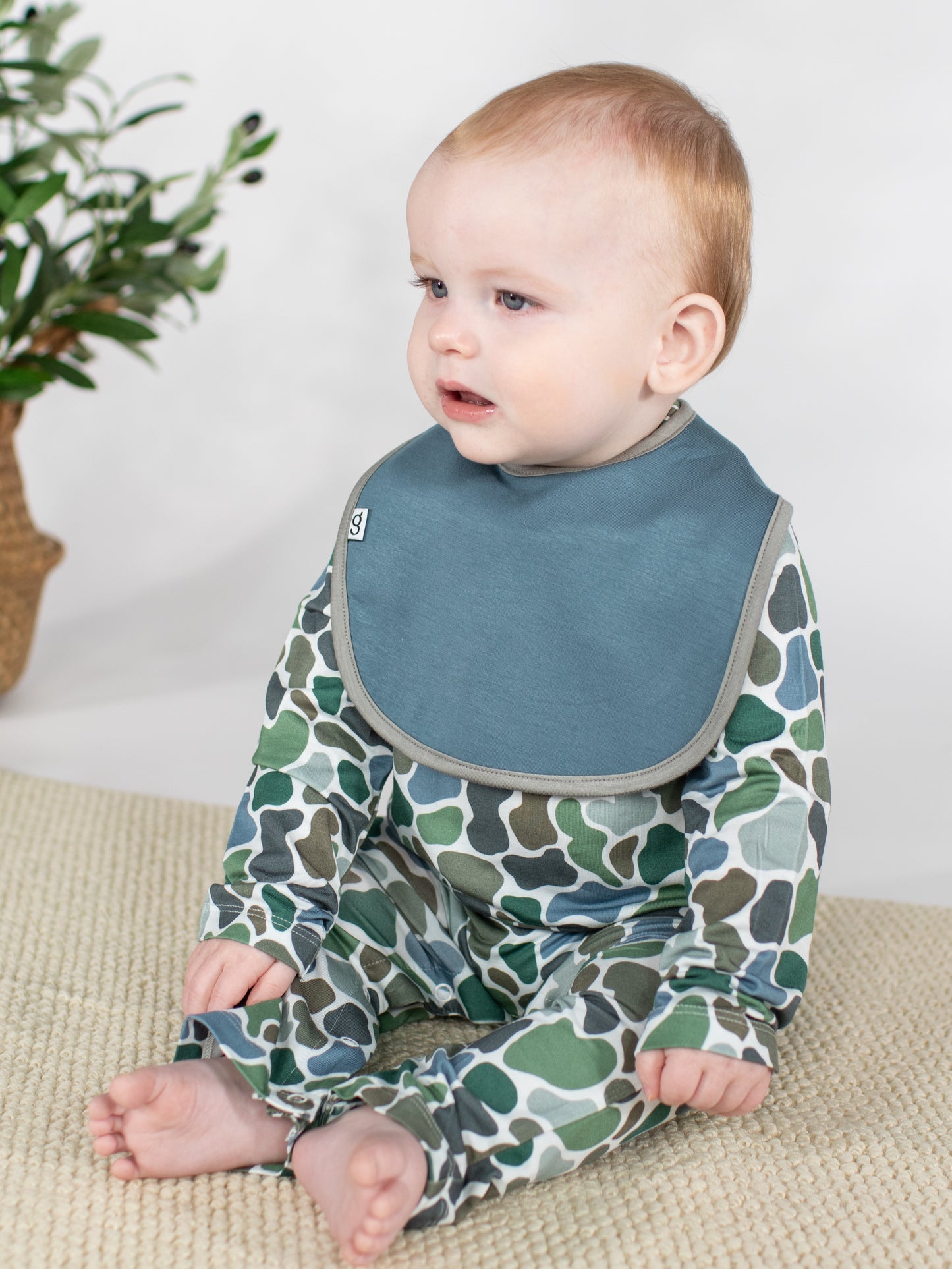 Long Sleeve Polo Romper-Pebble Camo