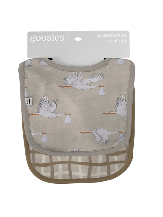 Bib Set of 2 (Stork Beige/Tan Wavy Plaid)