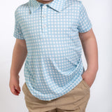 SS Polo Shirt - Gingham in Cottage Blue