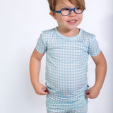 SS & Shorts PJ - Gingham in Cottage Blue