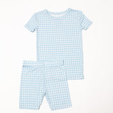 SS & Shorts PJ - Gingham in Cottage Blue