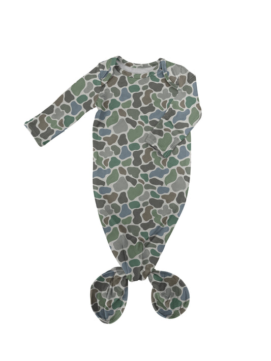 Knotted Infant Gown - Pebble Camo