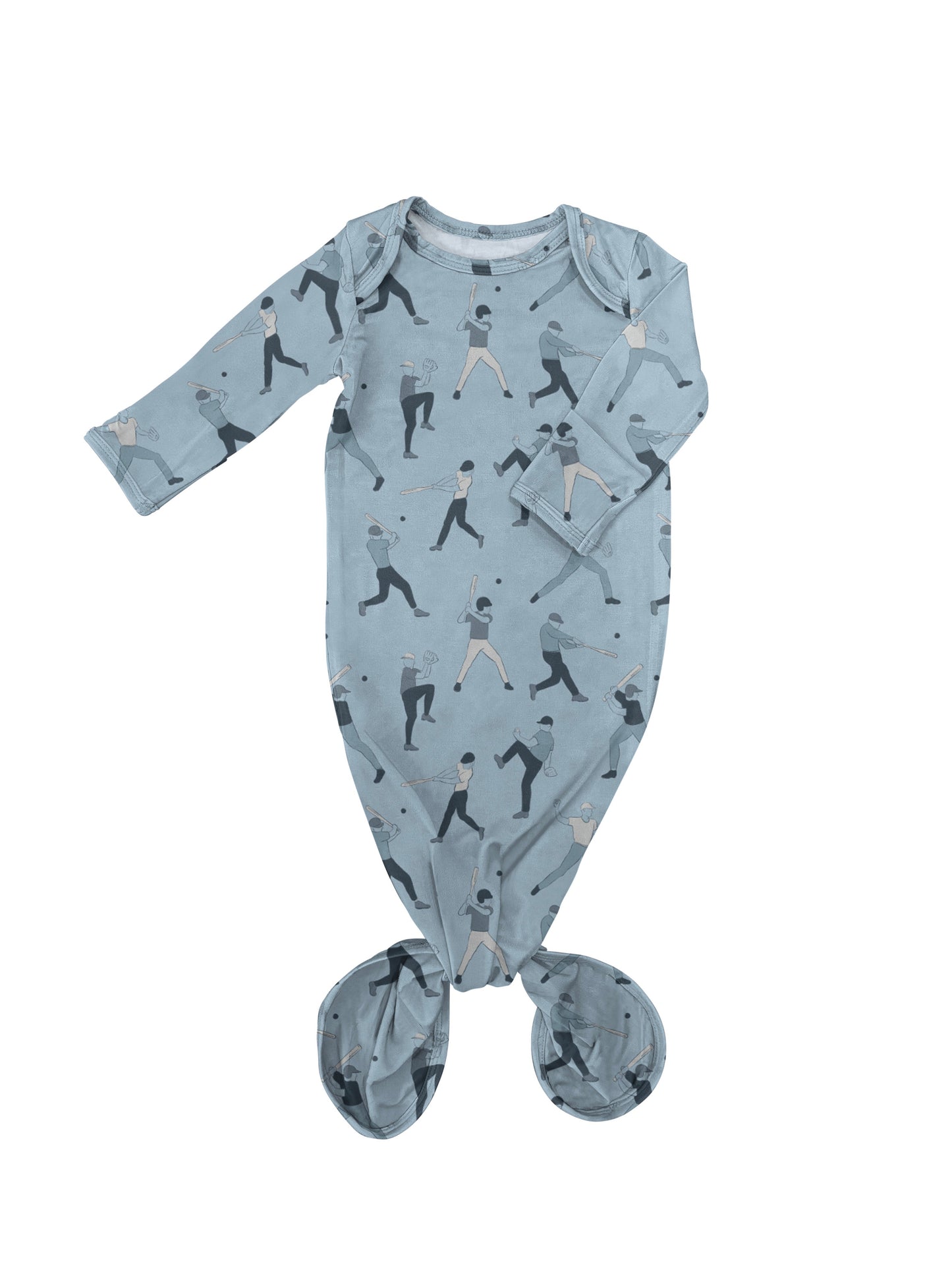 Knotted Infant Gown - Baseball Sketch