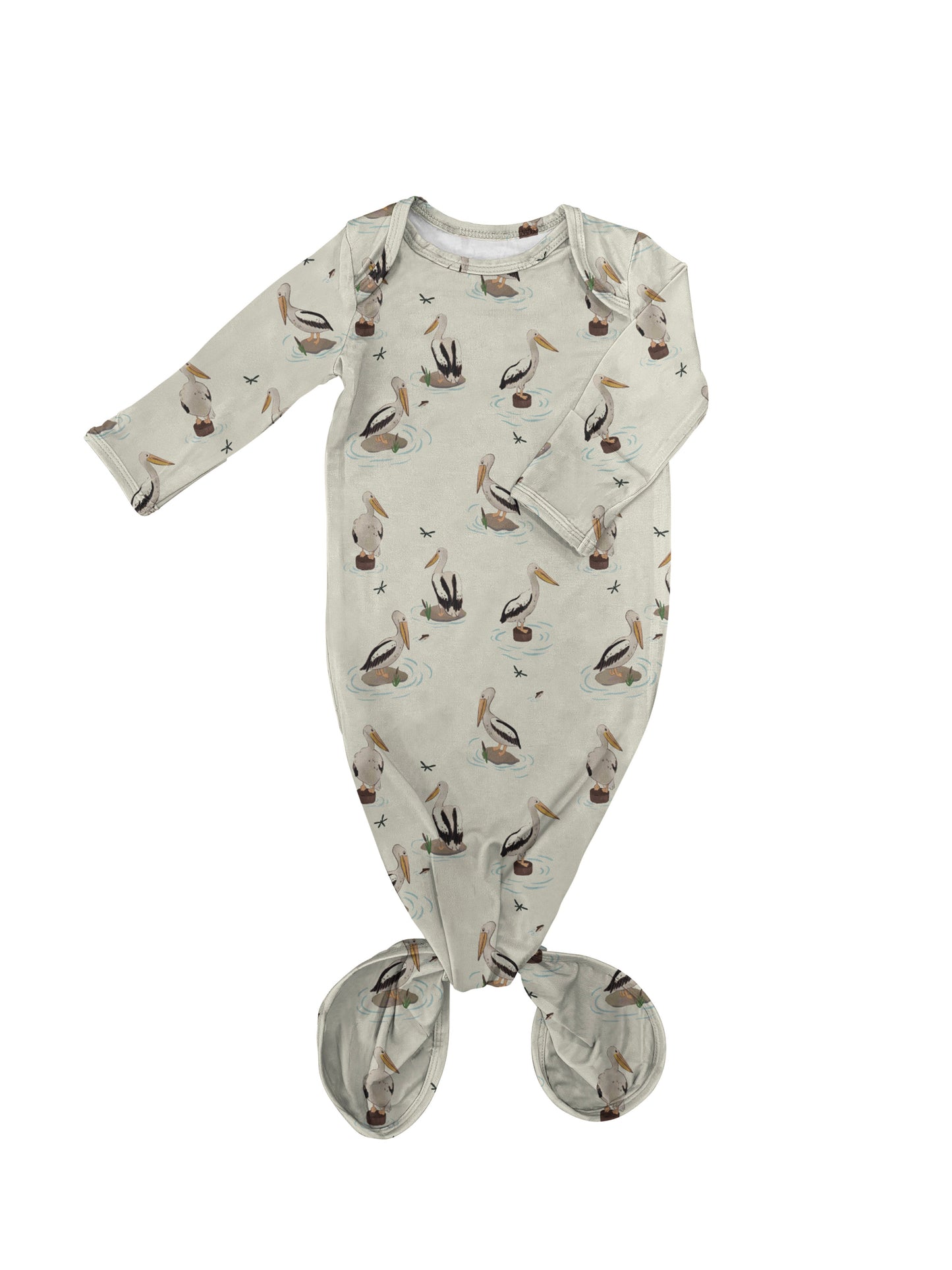 Knotted Infant Gown - Pelicans