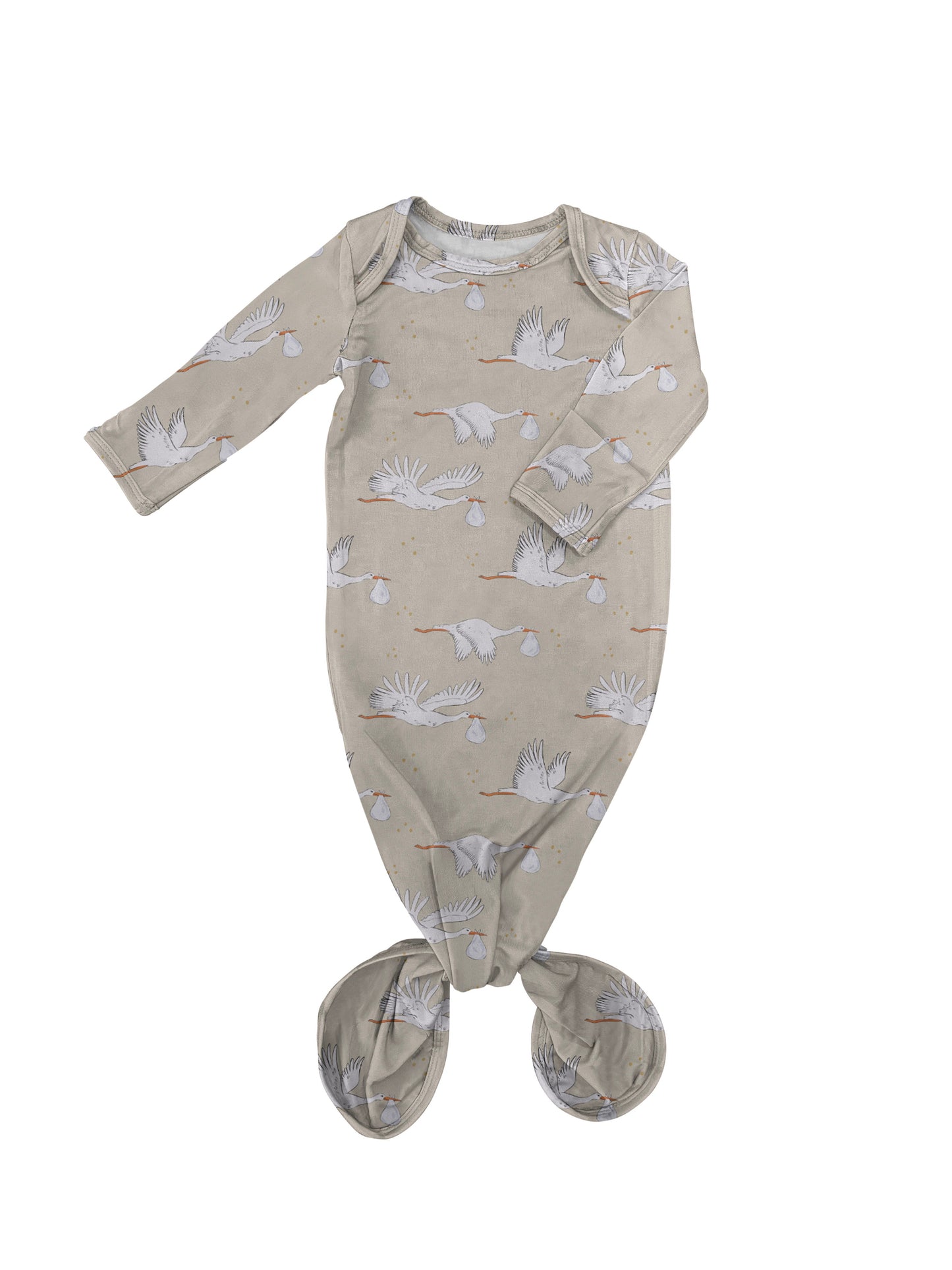 Knotted Infant Gown - Stork (Neutral)